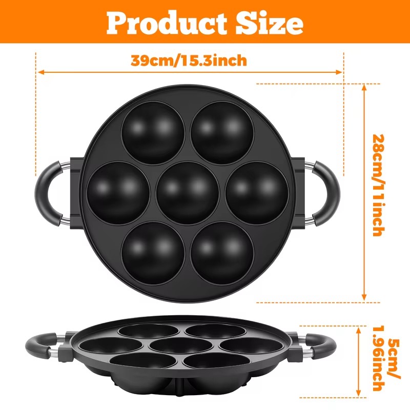 7-Cavity Aluminum Takoyaki Pan - Takoyaki Grill Plate ulasan dan harga