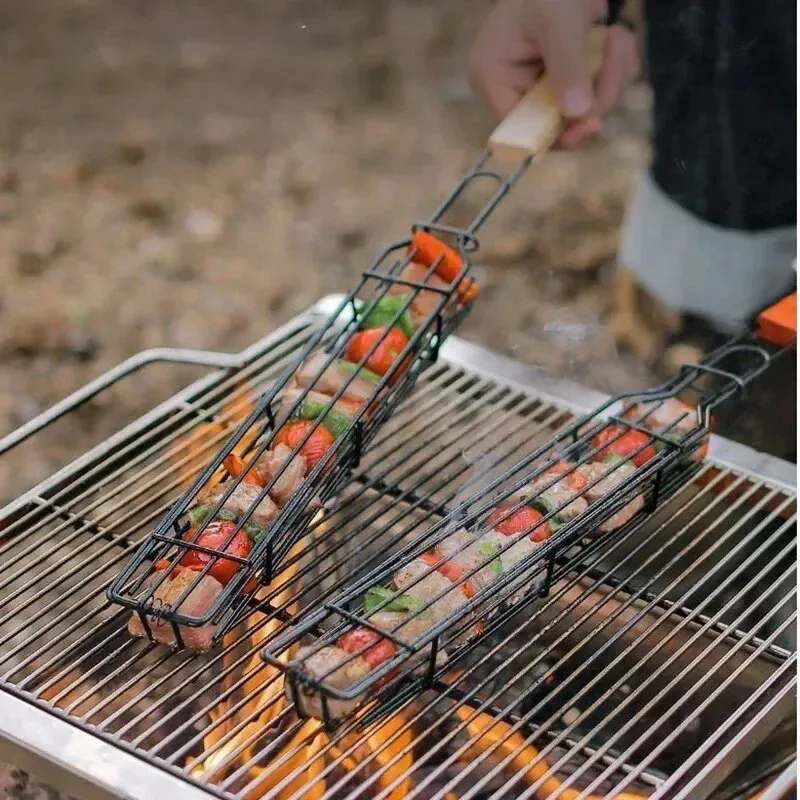Wooden Handle BBQ Grilling Bas - Corn Dog Stick ulasan dan harga